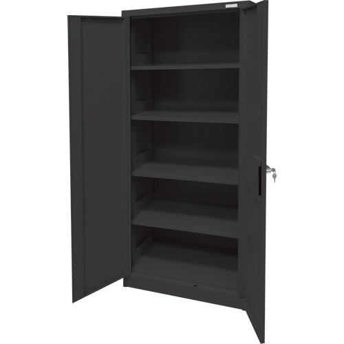Armoire d'entreposage, Acier, 4 Tablettes, 66" h x 30" la x 15" P, Noir Haskins Industrial Inc.