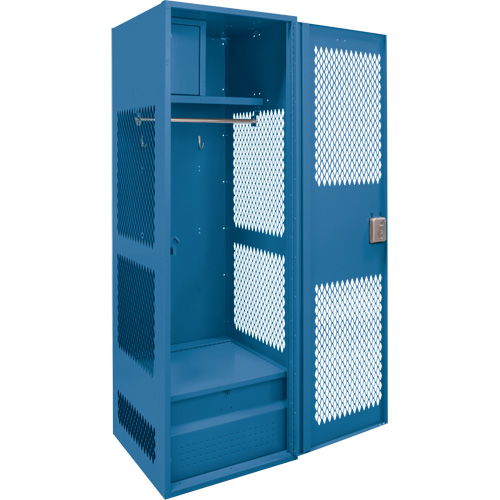 Casier pour &eacute;quipement avec porte, Acier, 24" la x 18" p x 72" h, Bleu fonc&eacute; Haskins Industrial Inc.