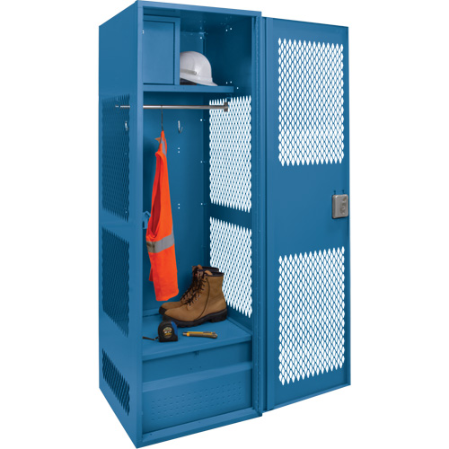 Casier pour &eacute;quipement avec porte, Acier, 24" la x 18" p x 72" h, Bleu fonc&eacute; Haskins Industrial Inc.