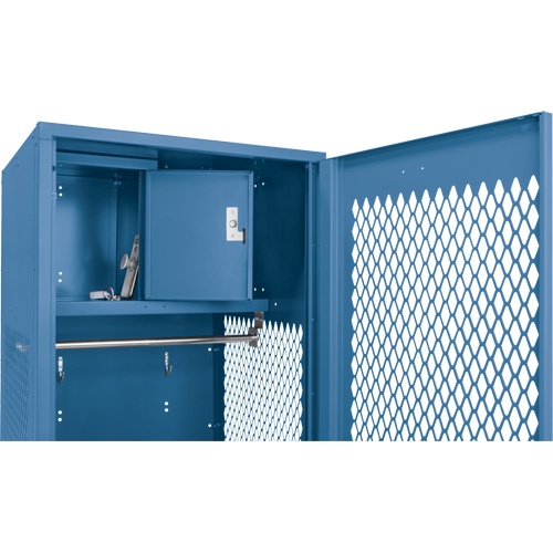 Casier pour &eacute;quipement avec porte, Acier, 24" la x 18" p x 72" h, Bleu fonc&eacute; Haskins Industrial Inc.