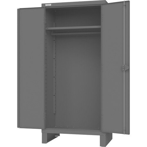 Cabinet with Hanging Bar & Standard Recessed Doors, Steel, 78" H x 36" W x 24" D, Grey Haskins Industrial Inc.