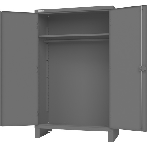 Cabinet with Hanging Bar & Standard Recessed Doors, Steel, 78" H x 48" W x 24" D, Grey Haskins Industrial Inc.