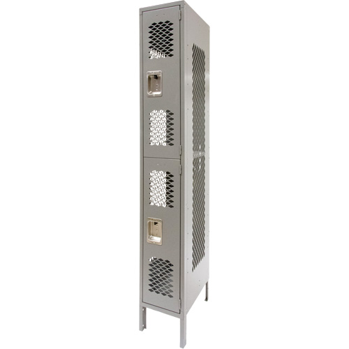 Casiers ventil&eacute;s, 2 niveaux, 12" x 18" x 78", Acier, Gris, D&eacute;mont&eacute;, Perfor&eacute; Haskins Industrial Inc.