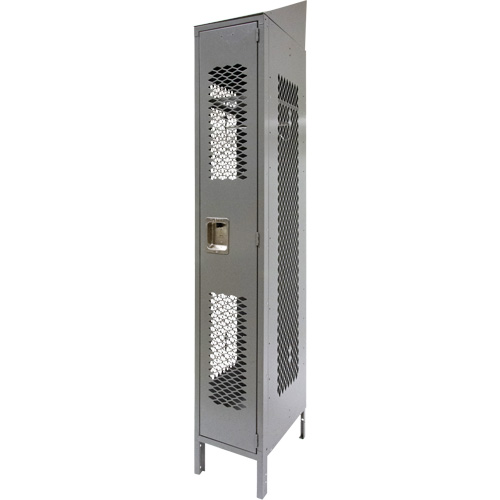 Vented Lockers, 12" x 18" x 88", Steel, Grey, Knocked Down, Perforated Haskins Industrial Inc.