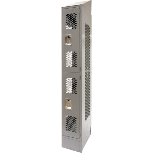 Vented Lockers, 2 -tier, 12" x 18" x 88", Steel, Grey, Knocked Down, Perforated Haskins Industrial Inc.