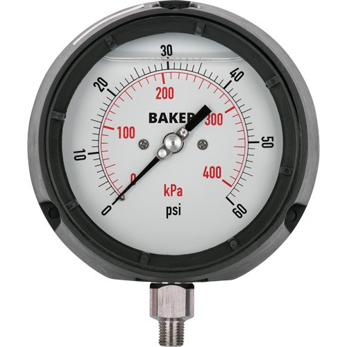 Pressure Gauge, 4-1/2" , 30" 0 Hg Vac., Bottom Mount, Liquid Filled Analogue Haskins Industrial Inc.