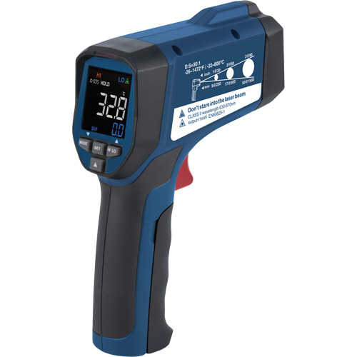 Professional Infrared Thermometer, -26 - 1472° F ( -32 - 800° C ), 30:1, Adjustable Emmissivity Haskins Industrial Inc.