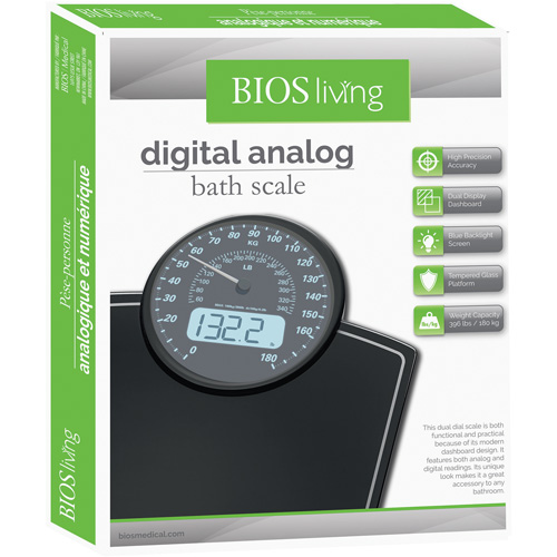 Digital Analog Scale, 396 lbs. Cap., 100 g / 0.2 lbs. Graduations Haskins Industrial Inc.
