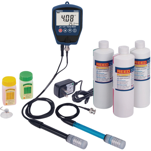 R3525 pH/mV Meter with ORP Electrode, pH/Conductivity Solutions & Power Adapter Kit Haskins Industrial Inc.