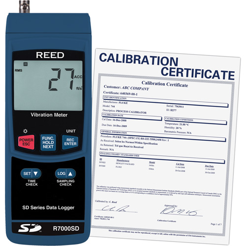 Data Logging Vibration Meter with Calibration Certificate, 10% - 85% RH, 32°- 122° F ( 0° - 50° C ) Haskins Industrial Inc.