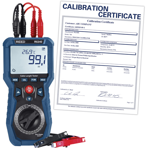 Testeur de longueur de c&acirc;ble avec certificat d'&eacute;talonnage Haskins Industrial Inc.