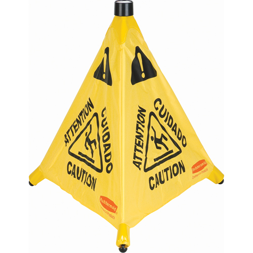 Pop-Up Safety Cone, Trilingual With Pictogram Haskins Industrial Inc.