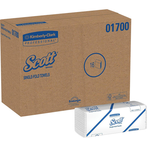 Scott&reg; Single Fold Towels, 1 Ply, 10-1/2" L x 9-3/10" W, 250 /Pack Haskins Industrial Inc.
