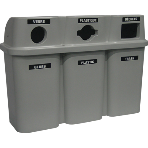 Contenants de recyclage Bullseye, Bord de rue, Plastique, 3 x 22 gal. US Haskins Industrial Inc.