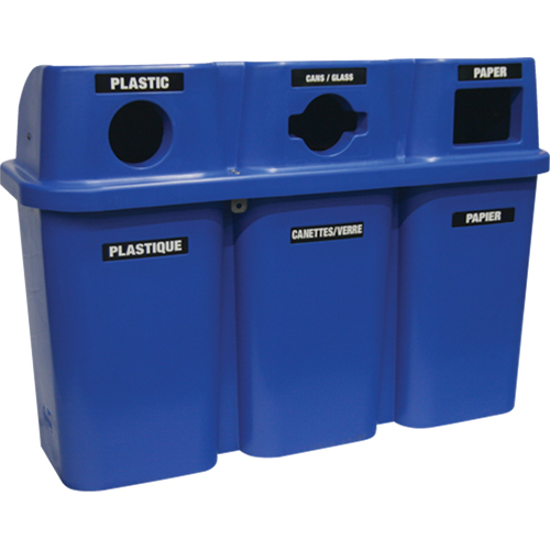 Contenants de recyclage Bullseye, Bord de rue, Plastique, 3 x 22 gal. US Haskins Industrial Inc.