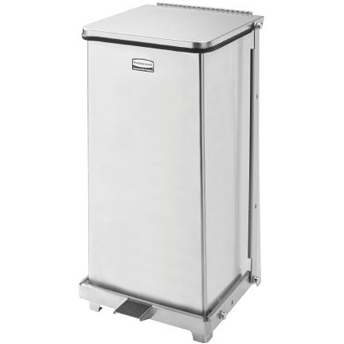 Corbeille &agrave; p&eacute;dale carr&eacute;e avec doublure Defenders, Acier inoxydable, Capacit&eacute; 6,5 gal. US Haskins Industrial Inc.