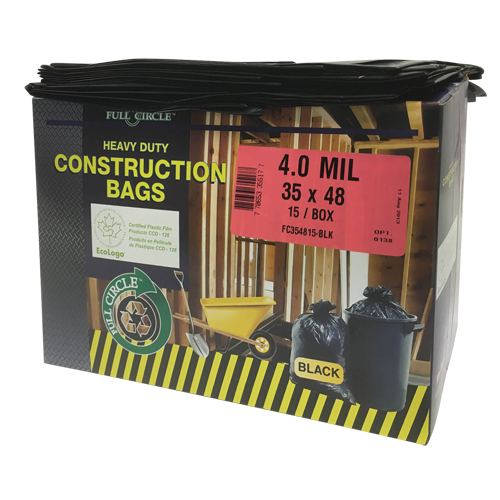 Contractor Liners, Strong, 35" W x 48" L, 4 mils, Black, 166.55 L (44 Gal.) Capacity Haskins Industrial Inc.