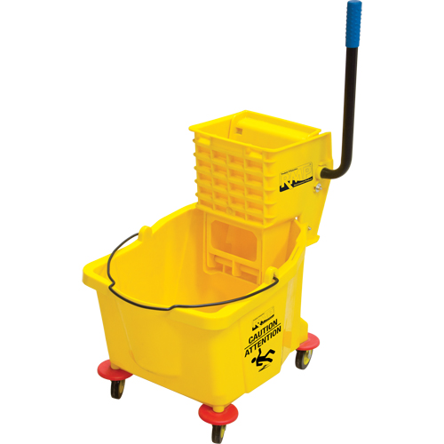 Mop Bucket and Wringer, Side Press, 9.5 US Gal.(38 Quart), Yellow Haskins Industrial Inc.