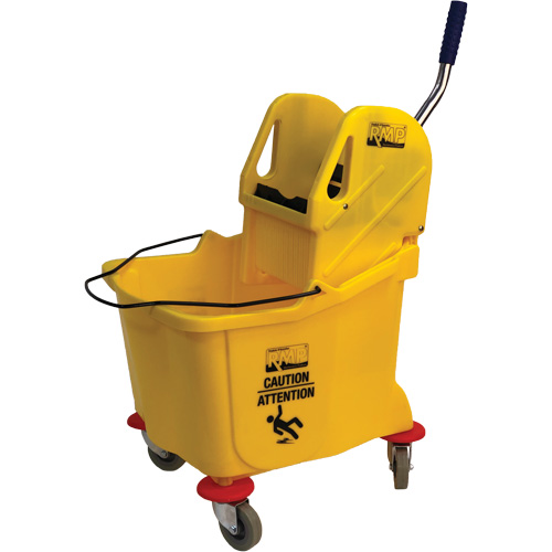 Mop Bucket and Wringer, Down Press, 9.5 US Gal.(38 Quart), Yellow Haskins Industrial Inc.