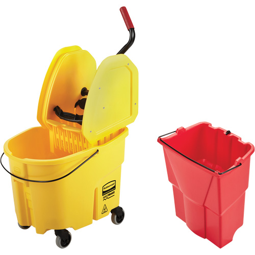 Ensemble de seau pour vadrouille et essoreuse WaveBrake, Pression vers le bas, 8,75 gal. US (35 pintes), Jaune Haskins Industrial Inc.