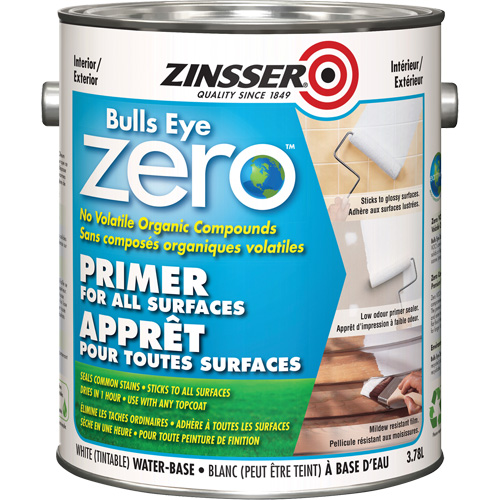 Bulls Eye Zero Low VOC Primer, 3.78 L, Gallon, Tintable White Haskins Industrial Inc.
