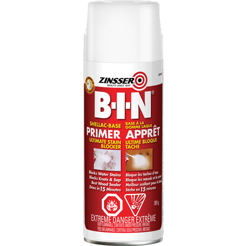B-I-N&reg; Shellac-Base Sealer Primer, 369 g, Aerosol Can, White Haskins Industrial Inc.