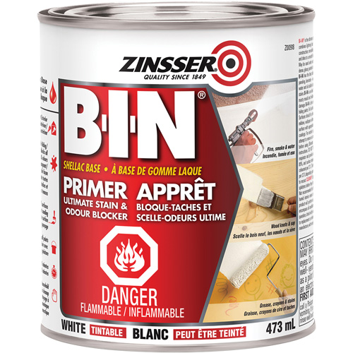B-I-N&reg; Shellac-Base Sealer Primer, 473 ml, Can, Tintable White Haskins Industrial Inc.
