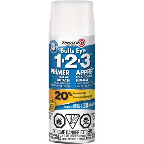 Appr&ecirc;t &agrave; base d'eau Bulls Eye 1-2-3, Canette a&eacute;rosol, Blanc Haskins Industrial Inc.
