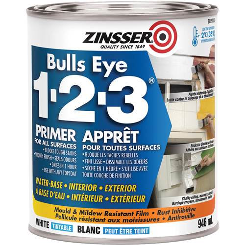 Appr&ecirc;t &agrave; base d'eau Bulls Eye 1-2-3, 946 ml, Canette, Blanc Haskins Industrial Inc.