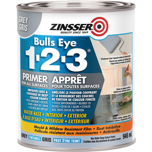 Appr&ecirc;t &agrave; base d'eau Bulls Eye 1-2-3, 946 ml, Canette, Gris Haskins Industrial Inc.
