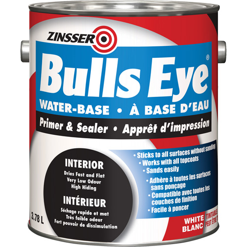 Bulls Eye&reg; Water Based Primer, 3.78 L, Gallon, White Haskins Industrial Inc.