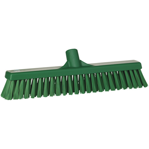 Combo Bristle Push Broom Head, Coarse/Fine Bristles, 16-1/2", Polyester, Green Haskins Industrial Inc.