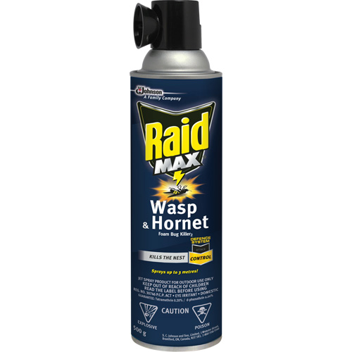 Mousse insecticide contre les gu&ecirc;pes et les frelons Raid Max, 500 g, Canette a&eacute;rosol, &agrave; base de solvant Haskins Industrial Inc.