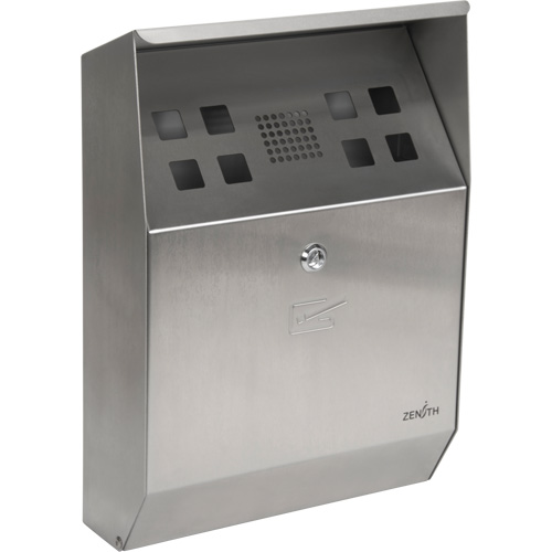 Smoking Receptacle, Wall-Mount, Stainless Steel, 1.6 Litres Capacity, 13-4/5" Height Haskins Industrial Inc.