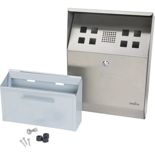 Smoking Receptacle, Wall-Mount, Stainless Steel, 1.6 Litres Capacity, 13-4/5" Height Haskins Industrial Inc.