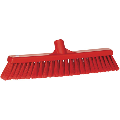 Fine Particle Push Broom, Fine/Split Bristles, 16-1/4", Polypropylene, Red Haskins Industrial Inc.