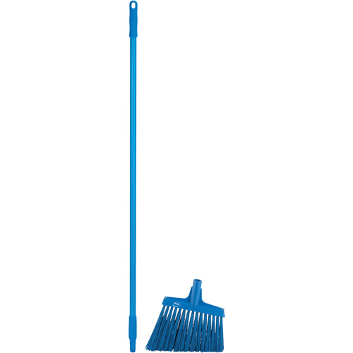 Angle Broom Head with Handle, X-Coarse Bristles, 12", Polyester, Blue Haskins Industrial Inc.