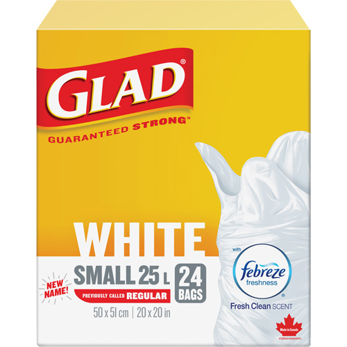 Petits sacs &agrave; ordures 25 L avec Febreze, R&eacute;gulier, 20" la x 20" lo, Blanc Haskins Industrial Inc.