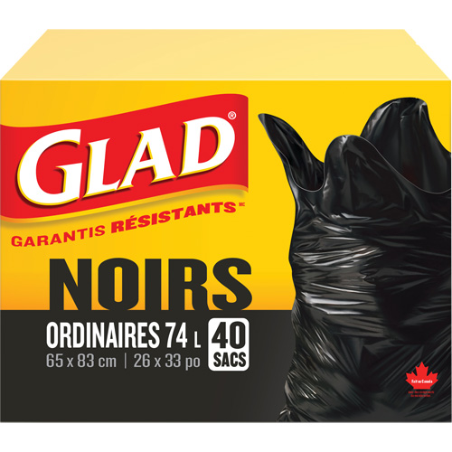 Sacs &agrave; ordures 74 L, R&eacute;gulier, 26" la x 33" lo, Noir Haskins Industrial Inc.