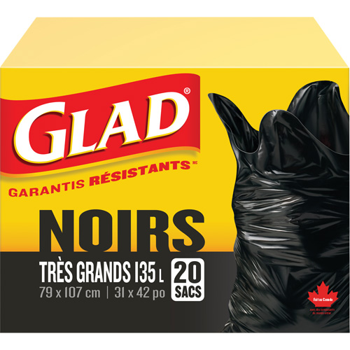 135L Garbage Bags, Regular, 31" W x 42" L, Black Haskins Industrial Inc.