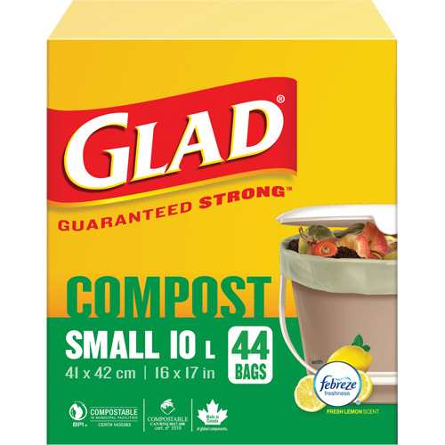 Small Compostable Bags, Regular, 17" L x 16" W, Brown, 10 L (3 Gal.) Capacity Haskins Industrial Inc.