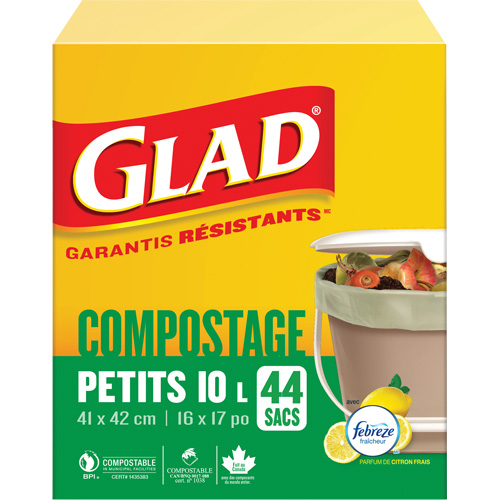 Small Compostable Bags, Regular, 17" L x 16" W, Brown, 10 L (3 Gal.) Capacity Haskins Industrial Inc.