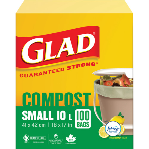 Small Compostable Bags, Regular, 17" L x 16" W, Brown, 10 L (3 Gal.) Capacity Haskins Industrial Inc.