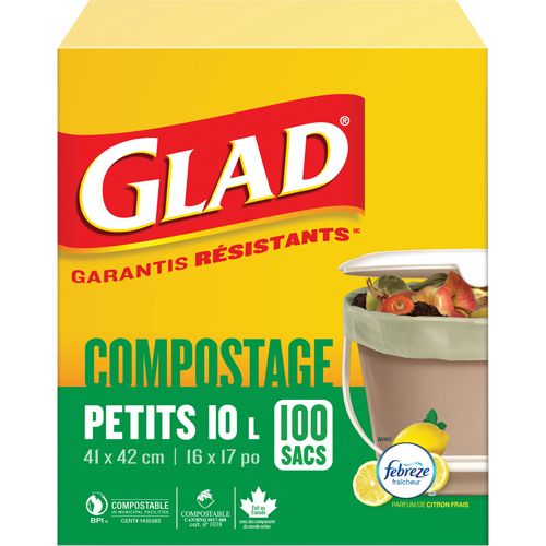 Small Compostable Bags, Regular, 17" L x 16" W, Brown, 10 L (3 Gal.) Capacity Haskins Industrial Inc.