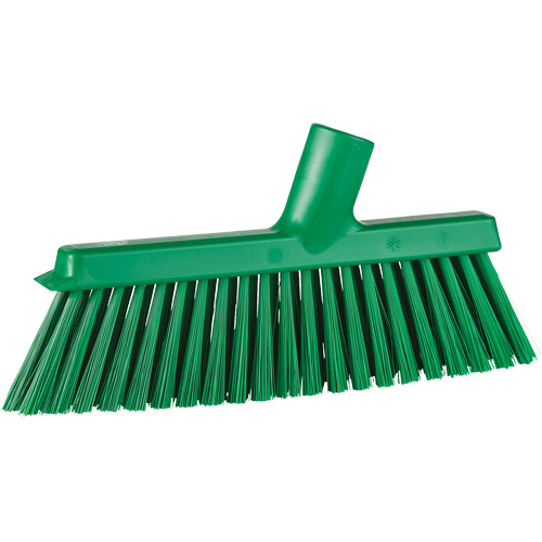 Dustpan Broom with Angled Thread, Medium Bristles, 10", Polyester, Green Haskins Industrial Inc.