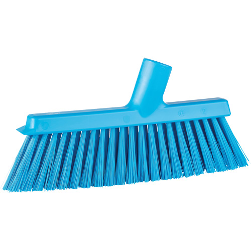 Dustpan Broom with Angled Thread, Medium Bristles, 10", Polyester, Blue Haskins Industrial Inc.