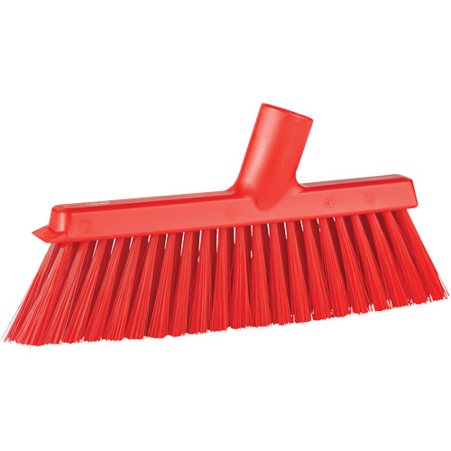 Dustpan Broom with Angled Thread, Medium Bristles, 10", Polyester, Red Haskins Industrial Inc.