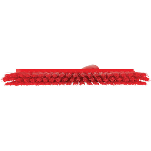 Dustpan Broom with Angled Thread, Medium Bristles, 10", Polyester, Red Haskins Industrial Inc.