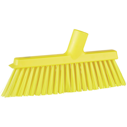 Dustpan Broom with Angled Thread, Medium Bristles, 10", Polyester, Yellow Haskins Industrial Inc.