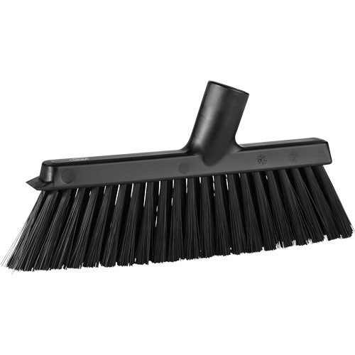 Dustpan Broom with Angled Thread, Medium Bristles, 10", Polyester, Black Haskins Industrial Inc.